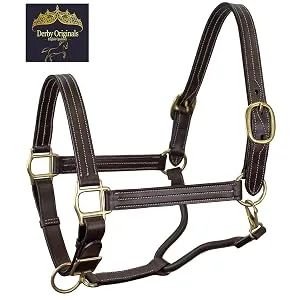 Derby Originals Coventry Triple Stitch Adjustable Leather Halter - Multiple Sizes Available Full/Average - Triple Stitch Leather Halter