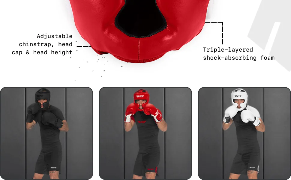 Elite Sports Best Celestial Head Guard, a Complete Package for MMA and Kickboxing Trainees, Muay Thai Boxing Safety Head Guard for Men Black - HEAD