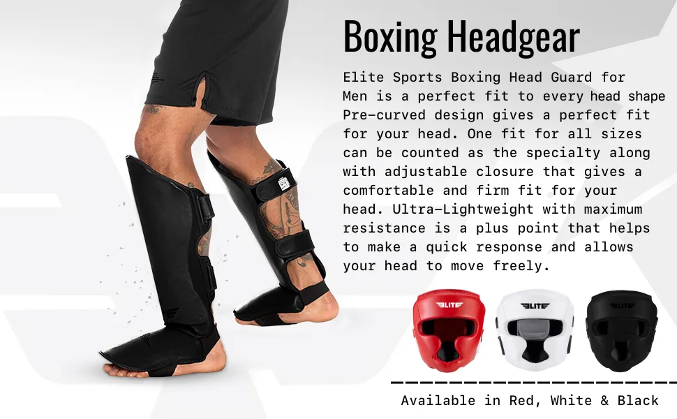 Elite Sports Best Celestial Head Guard, a Complete Package for MMA and Kickboxing Trainees, Muay Thai Boxing Safety Head Guard for Men Black - MMA Boxing Head Gear, Head Guard, Head Gear for boxing