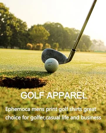 Ephemoca Golf Shirts for Men Dry Fit Performance Short Sleeve Print Moisture Wicking Polo Shirt Medium Flamingo - ephemoca