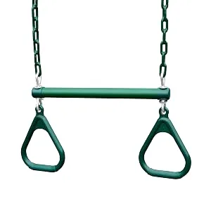Gorilla Playsets 04-0006-G/G 18" Trapeze Bar Assembly with Rings - Green Bar, Rings, 36.5" Plastisol Coated Chains - product information 2