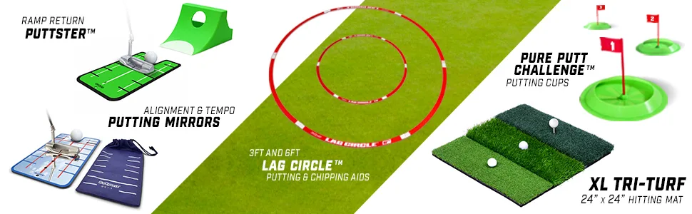 GoSports LAG CIRCLE Putting and Chipping Training Tool - Includes 6 ft and 3 ft Circles - gosports golf training practice aids portable home golfer gifts father