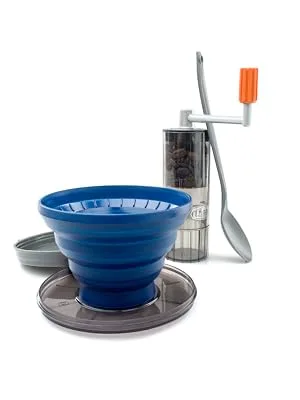 GSI Outdoors Gourmet Pour-Over Java Set I Travel Drip Coffee Set I Reusable Coffee Drip Filter & Collapsible Cone Fits All Coffee Cups & Mugs for Caravan, RV, Camping & Backpacking PourOver Set with JavaMill - Java