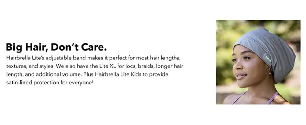 Hairbrella Lite Womens Rain Hat - Satin-Lined Waterproof Hair Protection with Adjustable Strap, Packable Black Classic - Rain Hat