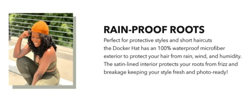 Hairbrella Brimless Docker Rain Hat for Men, Beanie, Satin-Lined Cap, Adjustable, Unisex Waterproof Hat, Cuff Paloma Classic - product information 3