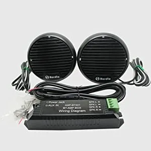 Herdio 3" inch Marine Bluetooth Speakers Boat Motorcycle Hot tub Stereo with Max Power 140 watt(A Pair) (Gray) - product information 5