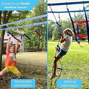 Lily's Things Climbing Ladder Attachment | Double Slackline Accessories for Slackline Obstacle Course | Ninja Slackline Outdoor Accessories for Kids - bridge