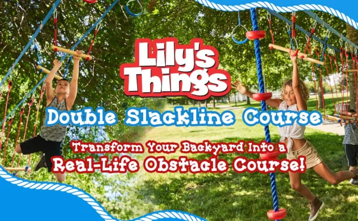 Lily's Things Climbing Ladder Attachment | Double Slackline Accessories for Slackline Obstacle Course | Ninja Slackline Outdoor Accessories for Kids - Lily