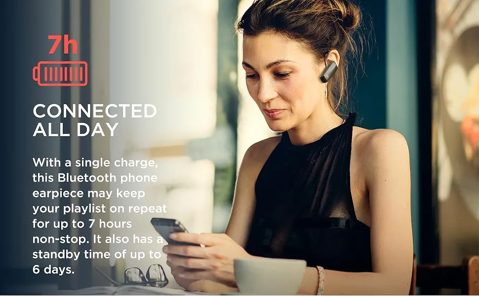 Motorola Bluetooth Earpiece HK385 in-Ear Wireless Mono Headset with CVC Touch Control for Clear Voice Calls - IPX4 Sweat Resistant, Smart Touch/Voice Control, Noise Suppression, Multipoint Connect - HK385 In-Ear Wireless Mono Headset w CVC Touch control
