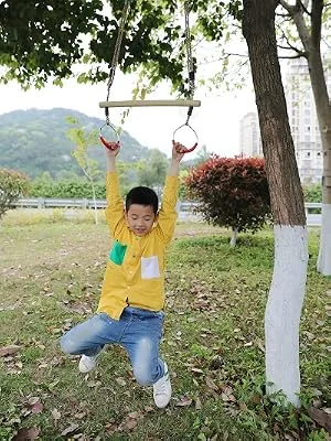 PLAYBERG Kids Trapeze Swing Bar with Rings with Hanging Ropes - Swing