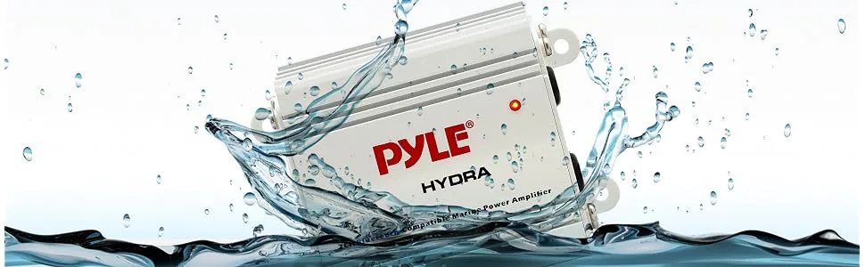 Pyle Auto 2-Channel Bridgeable Marine Amplifier with Bluetooth Speakers, White - product information 1