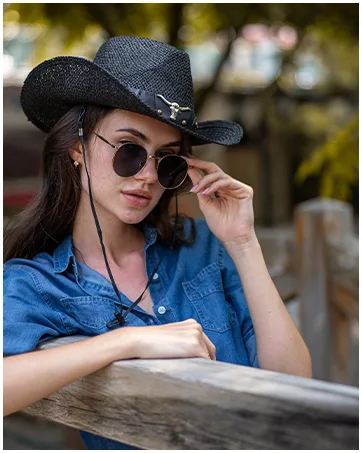 Simplicity New Western Style Classic Cowboy Straw Hat Black Bull Band - cowboy hat