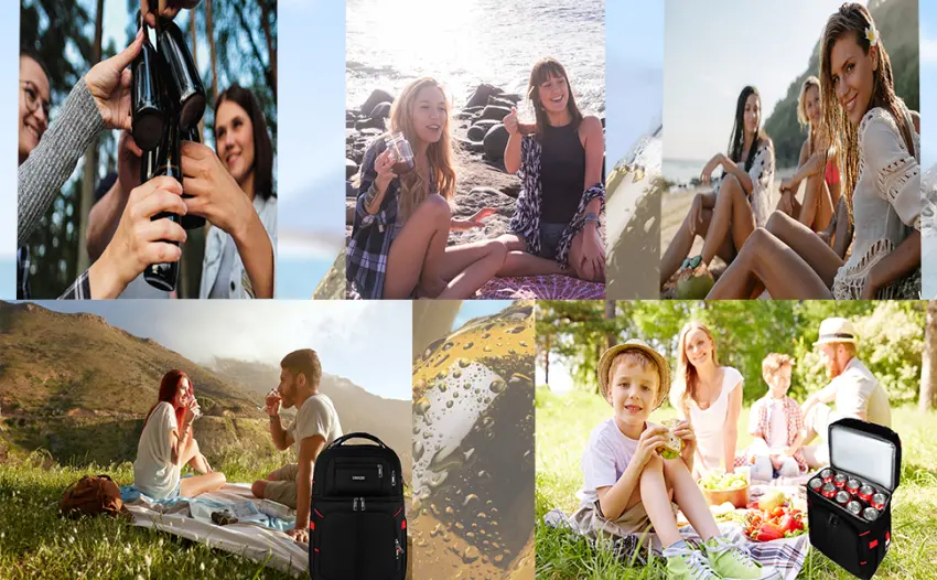 Insulated Cooler Backpack - Keeps 30 Cans Hot/Cold for Up to 12 Hours - Waterproof & Leak Proof Soft Cooler Bag - Insulated Backpack Cooler - Lunch Backpack for Men Women Red - Double Deck Lunch Cooler Backpack