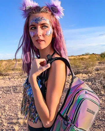 Sojourner Hydration Pack, Hydration Backpack - Water Backpack with 2l Hydration Bladder, Festival Essential - Rave Hydration Pack Hydropack Hydro for Hiking, Running, Biking, Festival Gear Holographic - Silver - hydration pack