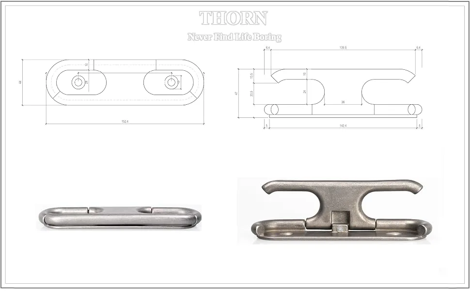 Thorn Boat Folding Cleat Flip Up Dock Cleat Eagle Handle Washed Stainless Steel Color 2pcs 6 inch 2pcs - folding cleat