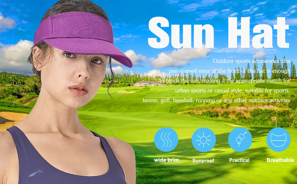 Ultrafun Unisex Sports Sun Visor Adjustable UV Protection Sun Hat Cap for Beach Pool Golf Tennis 10pack - product information 2