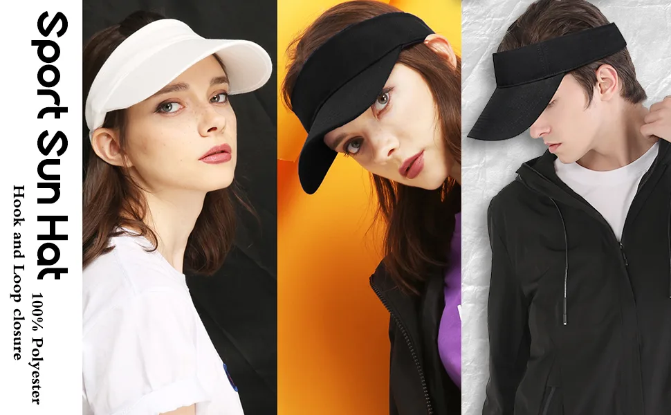 Ultrafun Unisex Sports Sun Visor Adjustable UV Protection Sun Hat Cap for Beach Pool Golf Tennis 10pack - product information 4