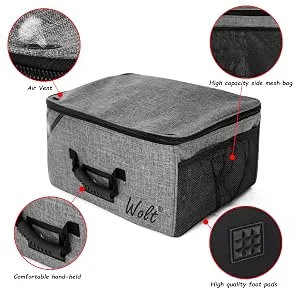 WOLT Golf Trunk Organizer Storage - Waterproof Car Golf Locker for Golf Accessories, Golf Gloves, Tees, Balls, Collapsible & Adjustable Clapboard Design Black - air vent,high capacity side mesh bag, comfortable hand-held,high quality foot pads