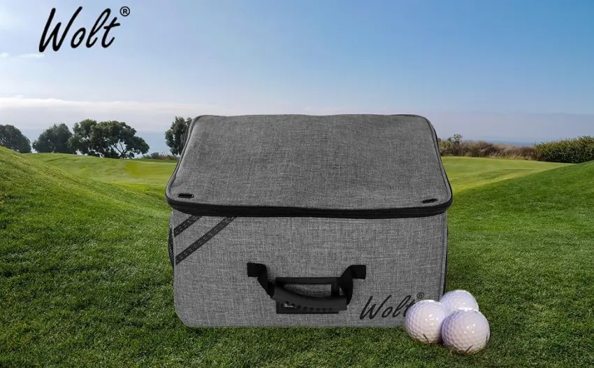 WOLT Golf Trunk Organizer Storage - Waterproof Car Golf Locker for Golf Accessories, Golf Gloves, Tees, Balls, Collapsible & Adjustable Clapboard Design Black - golf trunk organizer storage