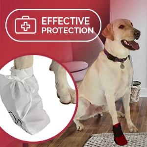 Ultra Paws Wound Boot - Dog Paw width 2 3/4, Black, Medium - effective protection post after surgery injury visit to vet veterinarian healing flexible expand