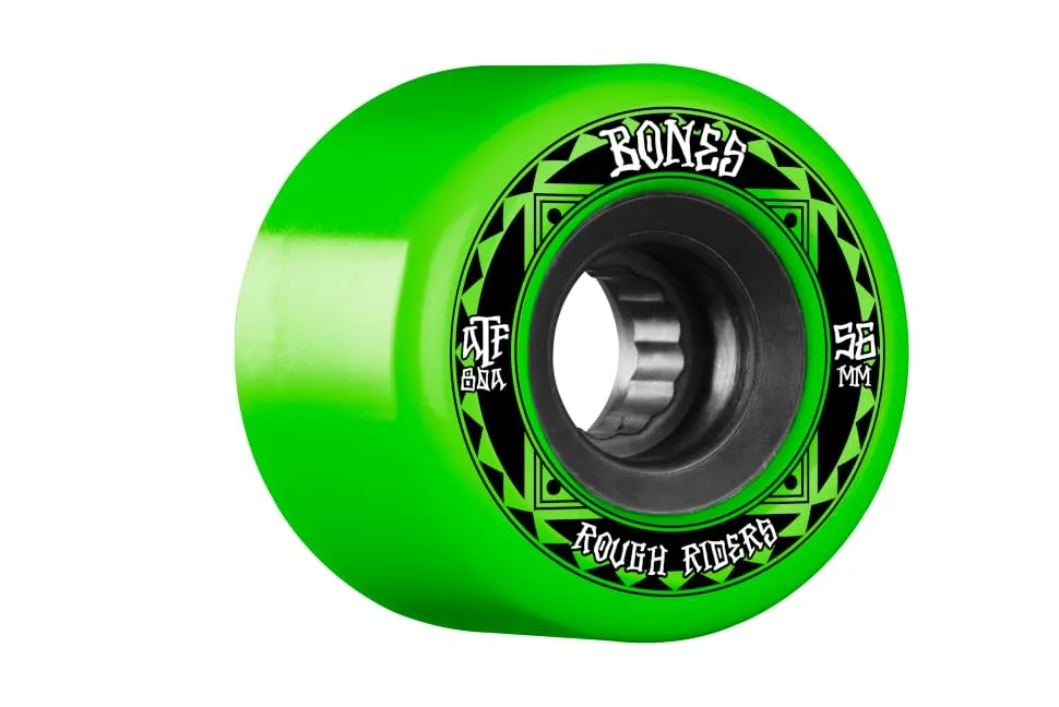 Bones Wheels ATF Rough Riders Runners Skateboard Wheels 56 mm Green - BONES WHEELS ATF Rough Rider Runners 56mm 80a 4 pk Green Skateboard Wheels