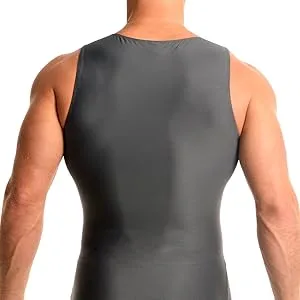 Insta Slim Mens Compression Tank Top - Slimming Body Shaper Muscle Tank - Abdomen Control Undershirt X-Large Black - Back Side Photo