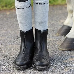 TuffRider Children's Starter Front Zip Paddock Boots with FREE Assorted Striped Socks | Kids Horse Riding Equestrian Boots 4 Big Kid Black - product information 3