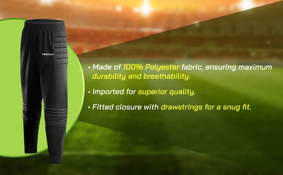 Vizari Youth Primo Goalkeeper Pant Medium Black - Polyester, durability, breathability, superior quality