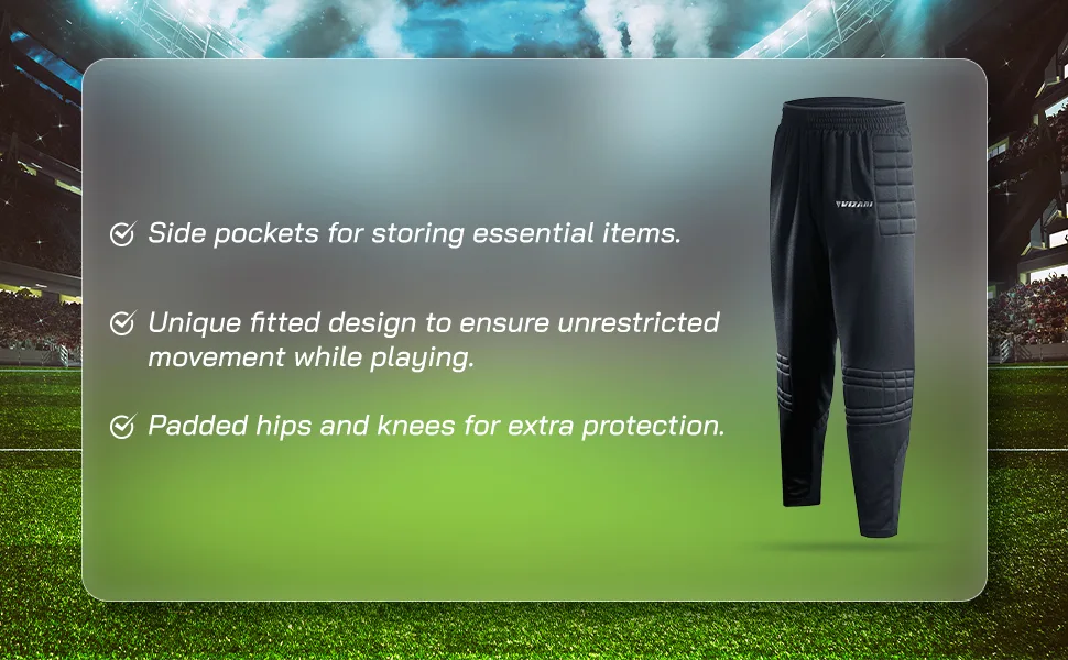 Vizari Youth Primo Goalkeeper Pant Medium Black - Side pockets for storing, unique fitted design