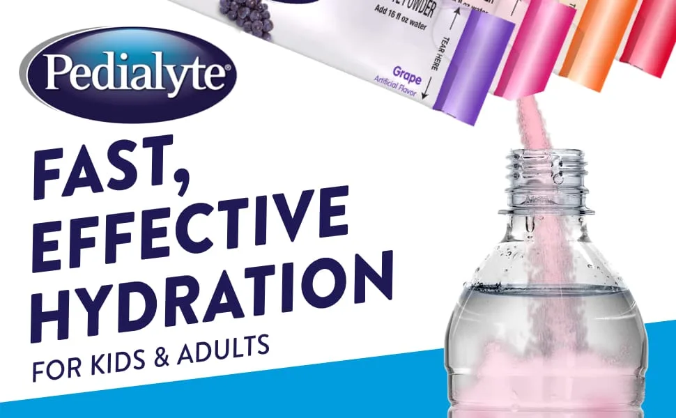Pedialyte Electrolyte Powder Packets, Grape, Hydration Drink, 18 Single-Serving Powder Packets - Pedialyte
