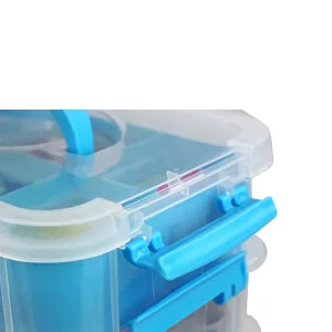 Bins & Things Stackable Storage Container with 2 Trays - Gray - Craft Storage/Craft Organizers and Storage - Bead Organizer Box/Art Supply Organizer Clear, Black - Stackable Plastic Storage Containers