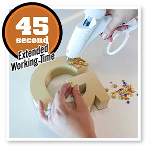 Gorilla Hot Glue Sticks, Full Size, 4" Long x .43" Diameter, 45 Count, Clear, (Pack of 4) - 45 second extended workig time
