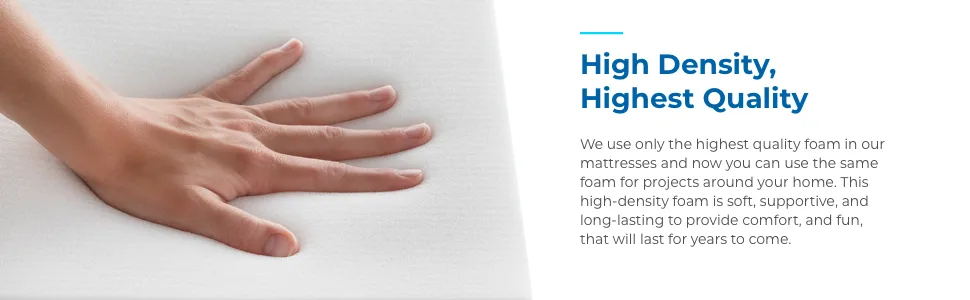Linenspa High Density Cushion Craft Foam - Perfect for Chairs, Sofas, Headboards, and DIY Projects, 2" x 24" x 72", White 32 ILD | Firm 2 Inch Depth (24 x 72) - High Density Highest Quality
