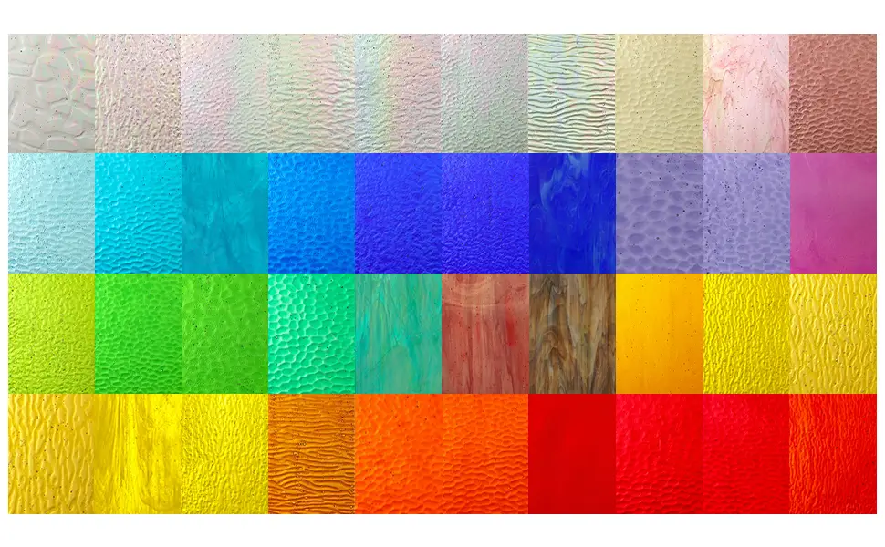 MaxGrain 20 Sheets Variety Stained Glass Sheets,4x6 inch Tiffany Stained Glass Packs for Crafts, Mixed Bright Color and Patterns Opaque - Stained glass sheets variety