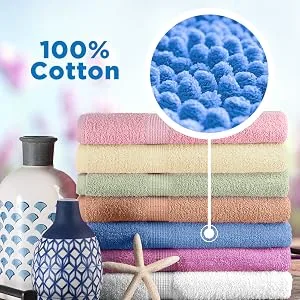 CrystalTowels 7-Pack Bath Towels - Extra-Absorbent - 100% Cotton - 27" x 52" Multi Color Brights - product information 2