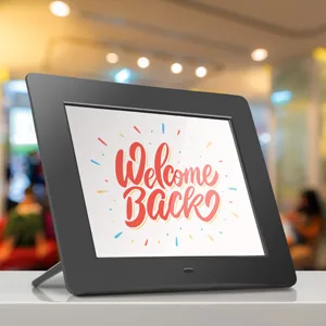 Aluratek 8" LCD Digital Picture Frame, 4GB Built-In Memory, USB/SD/SDHC Supported, Stylish Slim Modern Black Frame, Built-In Clock & Calendar 8" (w/ Built-in Memory) - digital signage