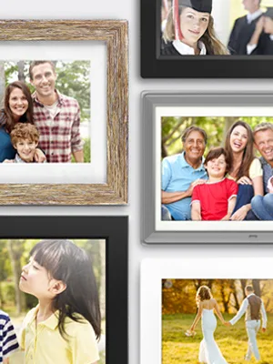 Aluratek 8" LCD Digital Picture Frame, 4GB Built-In Memory, USB/SD/SDHC Supported, Stylish Slim Modern Black Frame, Built-In Clock & Calendar 8" (w/ Built-in Memory) - selection of frame