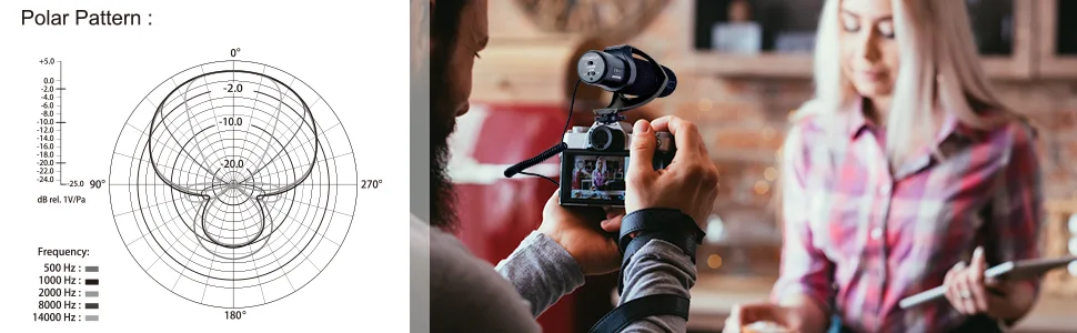 comica CVM-V30 PRO Camera Microphone Electric Super-Cardioid Directional Condenser Shotgun Video Microphone for Canon Nikon Sony Panasonic DSLR Camera with 3.5mm Jack (Black) - polar pattern
