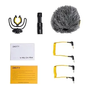 Deity V-Mic D4 Mini Video Microphone 20mph Wind Rating,Runs of 1-5V from Cameras,Phones,and Audio Recorders - deity d4 mini