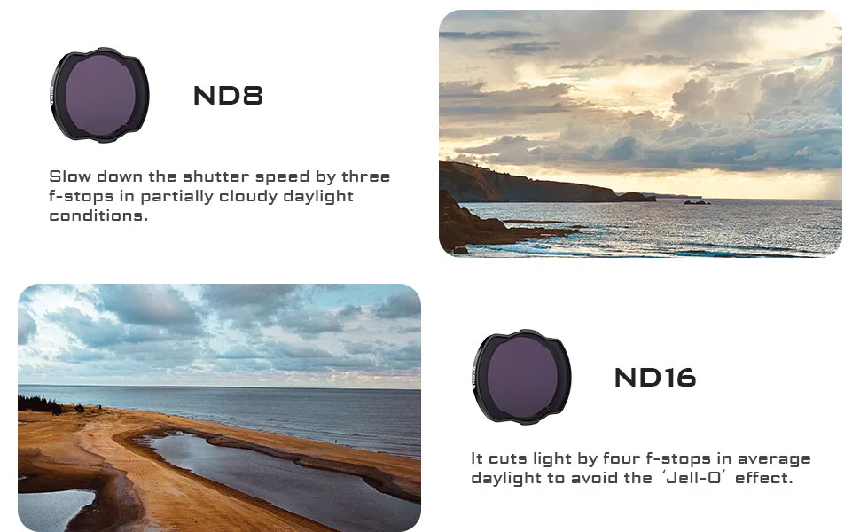 Freewell Standard Day  4Pack ND8, ND16, ND32, ND64 Filters Compatible with DJI Avata Drone/O3 Air Unit Standard Day Kit - product information 12