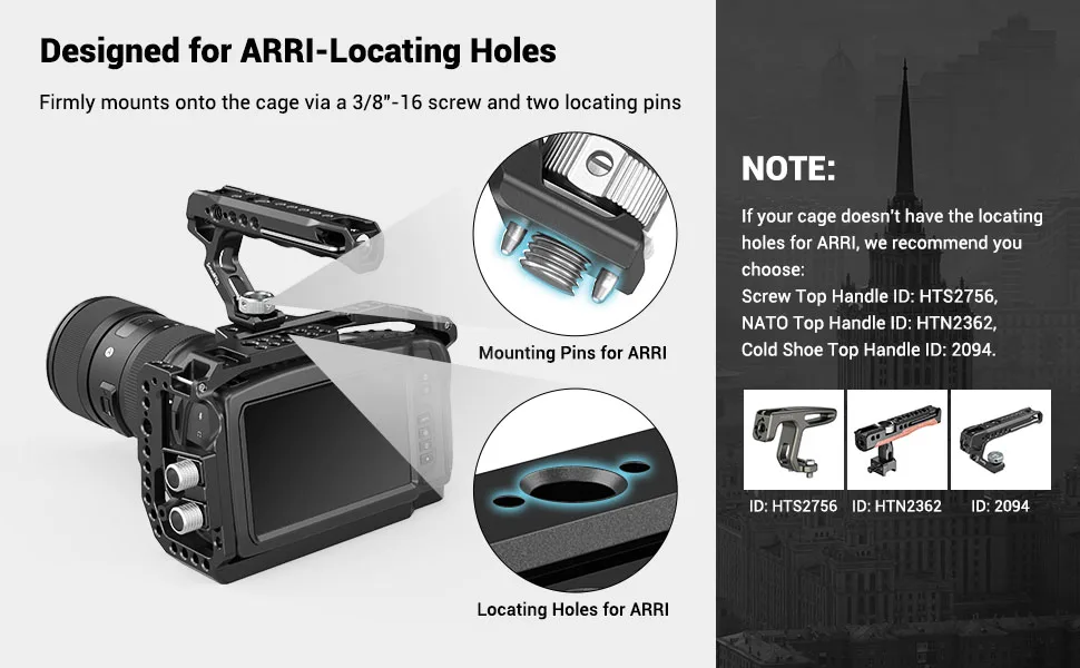 SmallRig Ergonomic Handle with Locating Holes for ARRI, Anti-Off Designed Cold Shoe Adapter - 2165 - product information 15