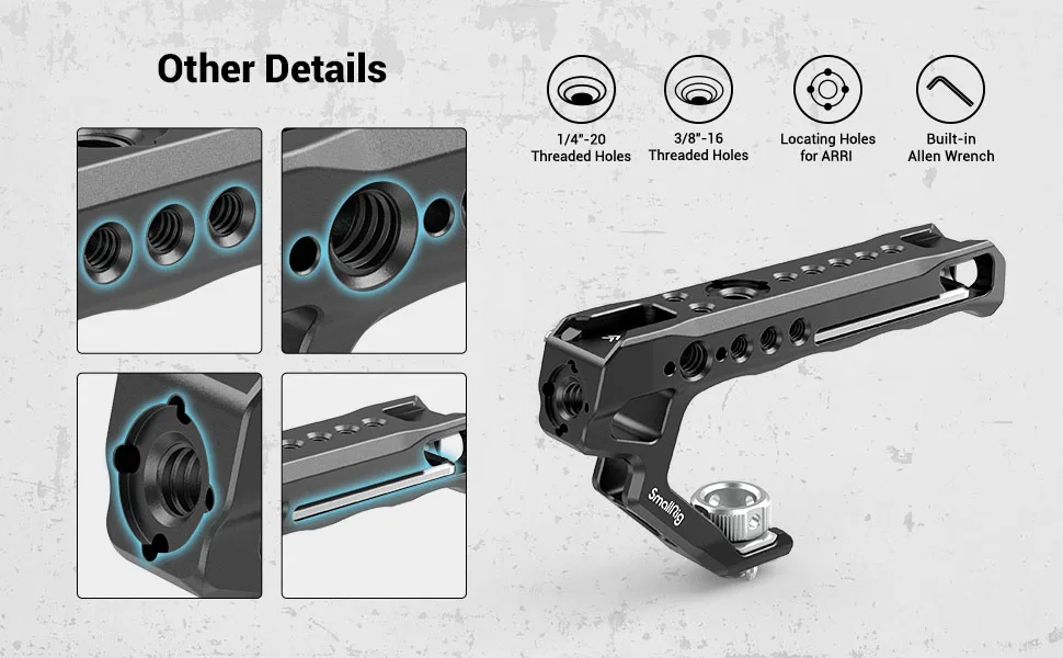 SmallRig Ergonomic Handle with Locating Holes for ARRI, Anti-Off Designed Cold Shoe Adapter - 2165 - product information 16