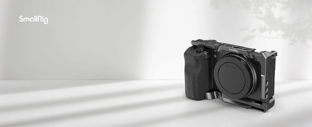 SMALLRIG ZV-E10 Cage with Silicone Handle and Built-in Threaded Holes, Cold Shoe and Quick Release Plate for Sony ZV-E10-3538 Grip Cage - 3538B