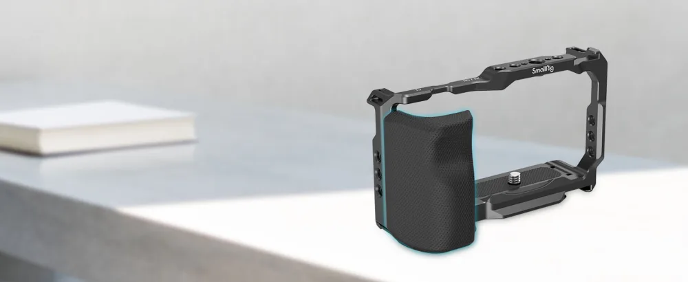 SMALLRIG ZV-E10 Cage with Silicone Handle and Built-in Threaded Holes, Cold Shoe and Quick Release Plate for Sony ZV-E10-3538 Grip Cage - 3538B