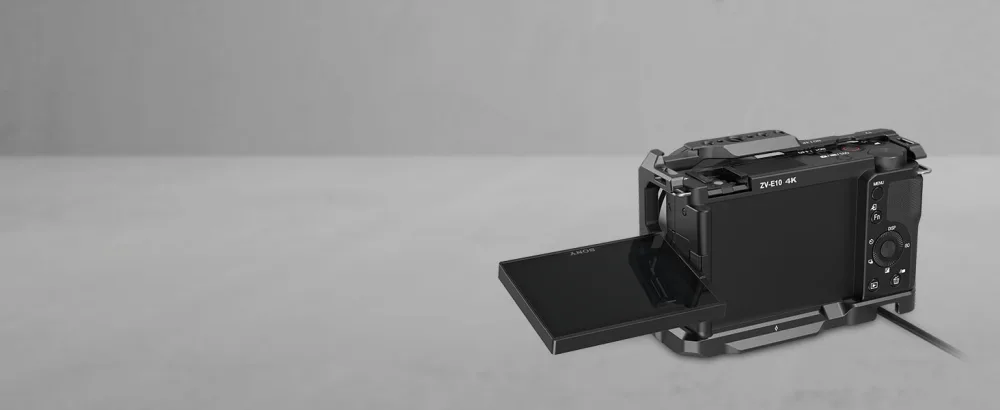 SMALLRIG ZV-E10 Cage with Silicone Handle and Built-in Threaded Holes, Cold Shoe and Quick Release Plate for Sony ZV-E10-3538 Grip Cage - 3538B