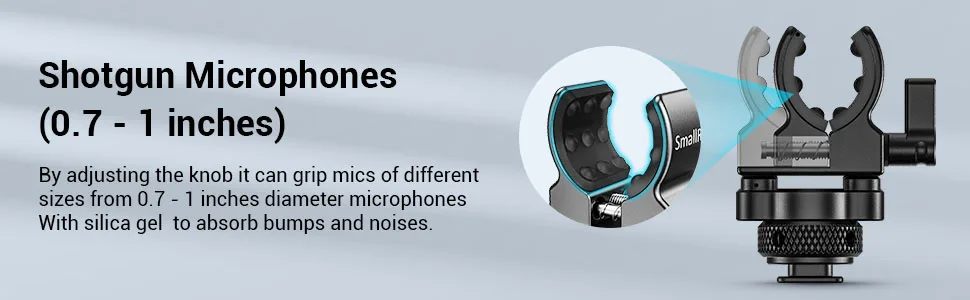 SmallRig Shotgun Microphone Holder (Cold Shoe) , Built-in Soft Silicone, Bumps and Noises Absorption BSM2352 - BSM2352