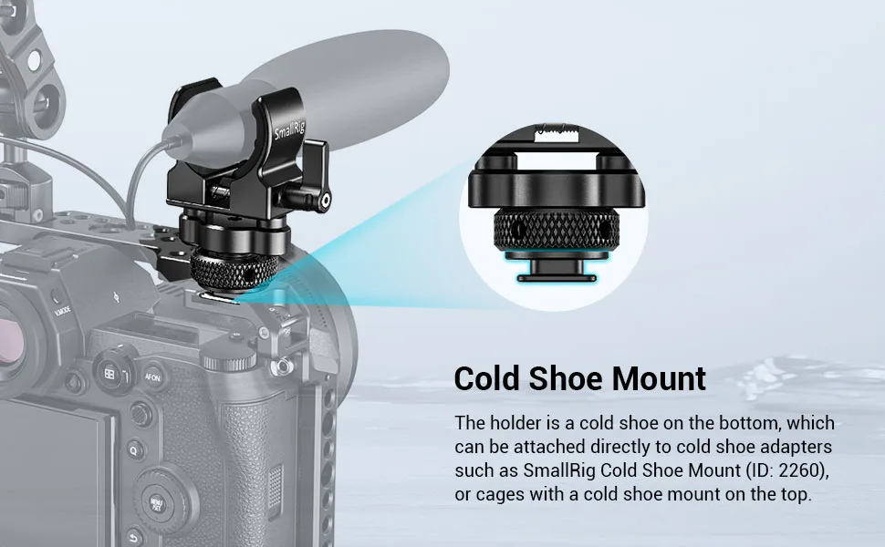 SmallRig Shotgun Microphone Holder (Cold Shoe) , Built-in Soft Silicone, Bumps and Noises Absorption BSM2352 - BSM2352