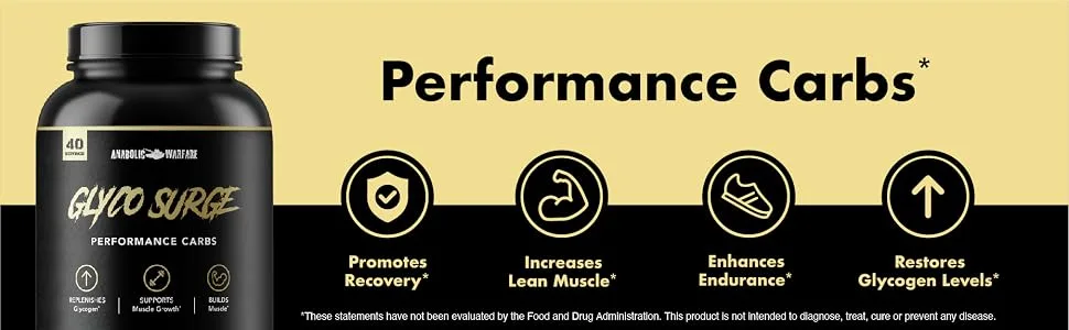 Anabolic Warfare Glyco Surge Glycogen Supplement Performance Carbs to Help Lean Muscle Growth, Post Workout Recovery and Endurance* (Natural - 40 Servings) - Performance Carbs