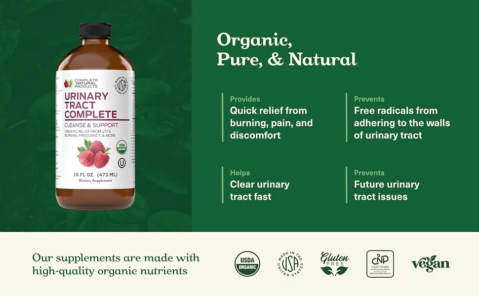 Urinary Tract Complete 16oz - Organic Liquid Bladder, UTI, UTI Prevention & Yeast Infection Treatment 16 Fl Oz (Pack of 1) - UTI Support