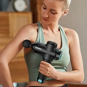 DARKIRON Massage Gun Deep Tissue, Percussion Muscle Electric Massage Gun for Athletes - with 15 Massage Heads and 10 Speeds, Black - massage gun